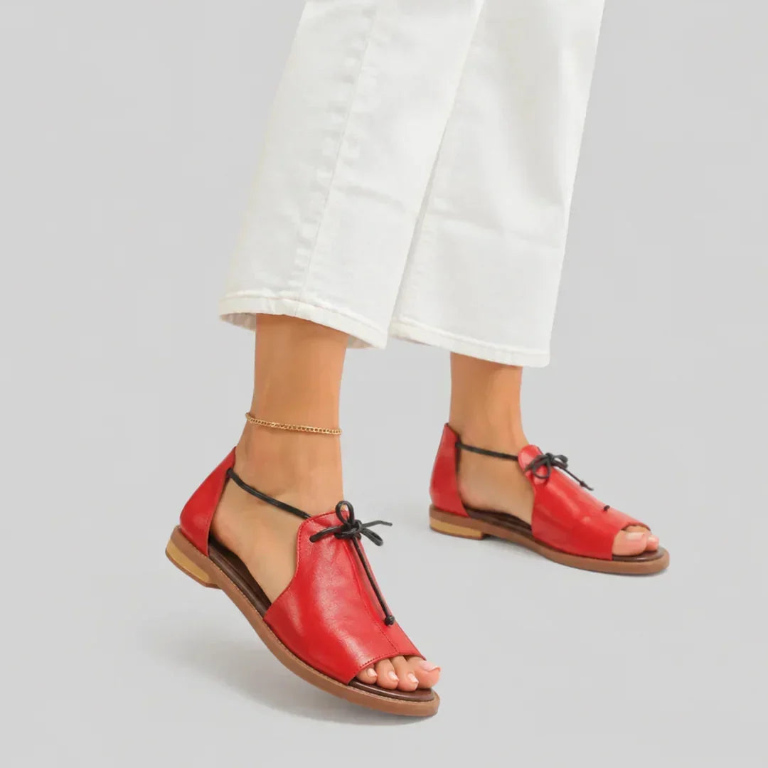 Amaryllis | Metallic Lace-Up Flat Sandals