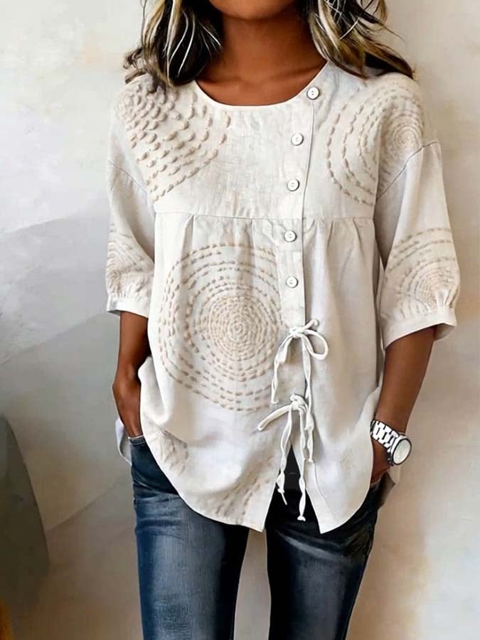 Cassia | Embroidered Linen Blouse