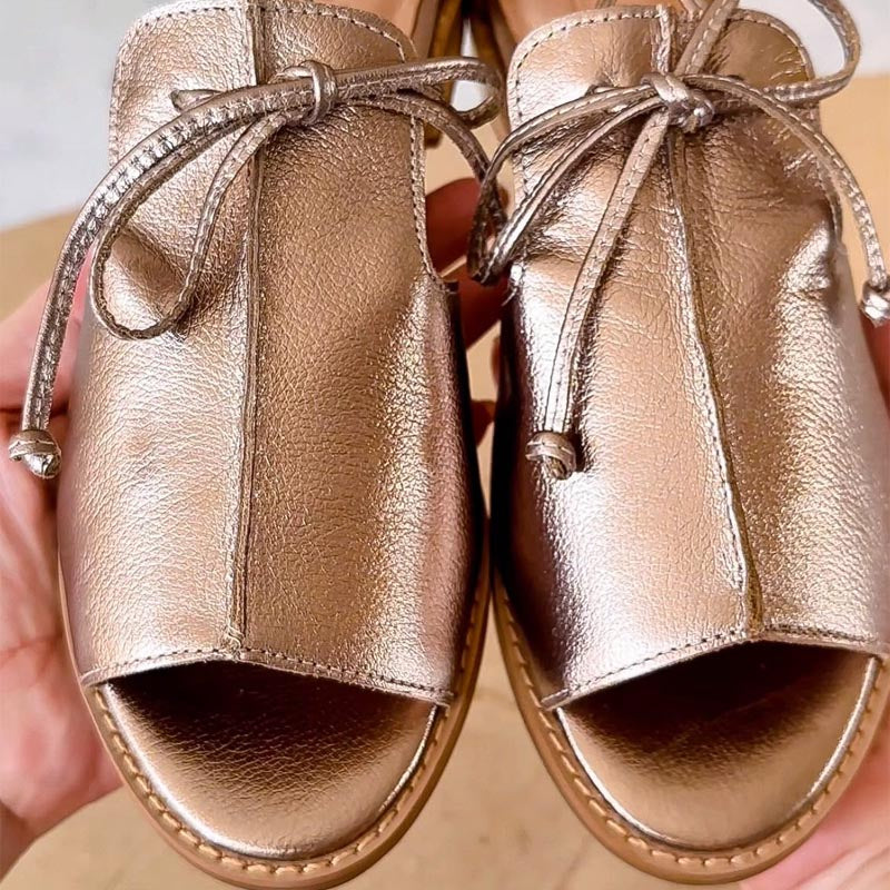 Amaryllis | Metallic Lace-Up Flat Sandals