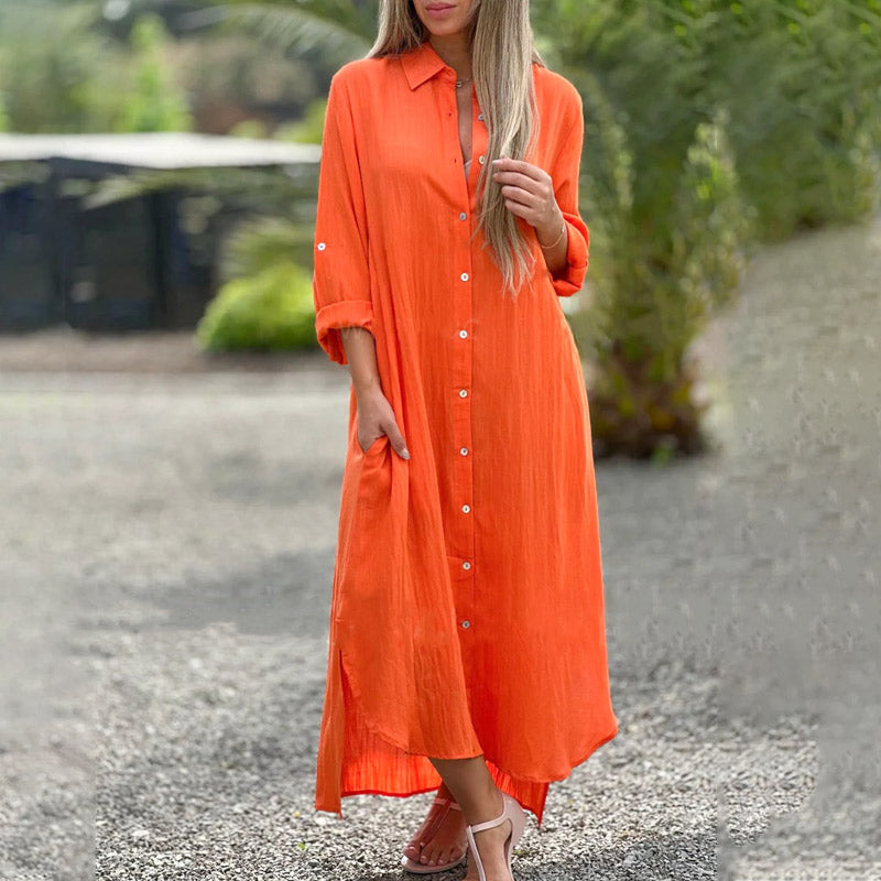 Marlowe | Linen-Blend Maxi Shirt Dress
