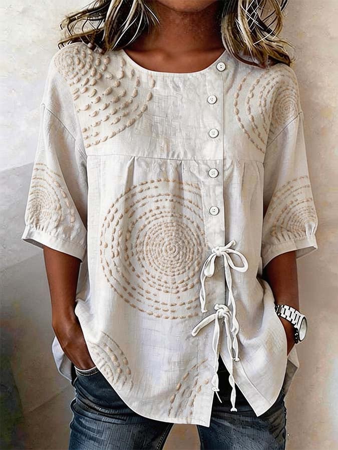 Cassia | Embroidered Linen Blouse