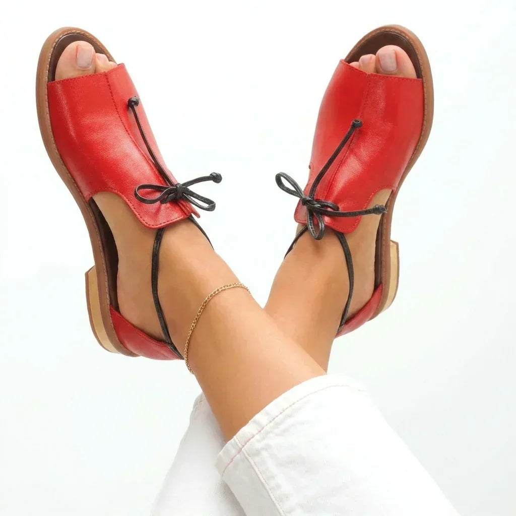 Amaryllis | Metallic Lace-Up Flat Sandals