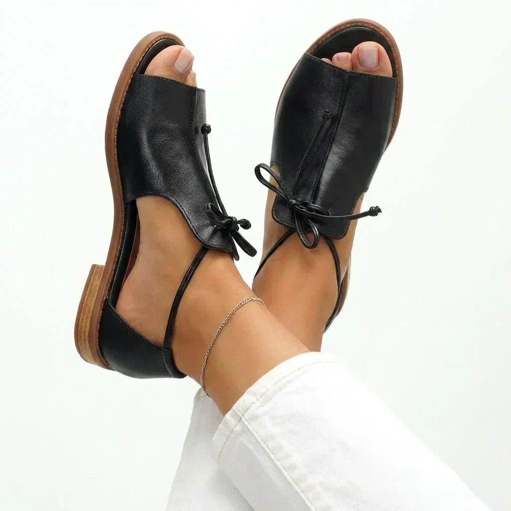 Amaryllis | Metallic Lace-Up Flat Sandals
