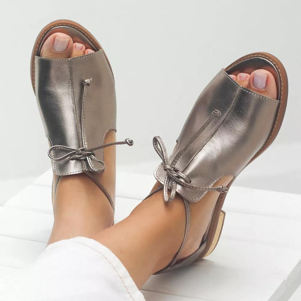 Amaryllis | Metallic Lace-Up Flat Sandals